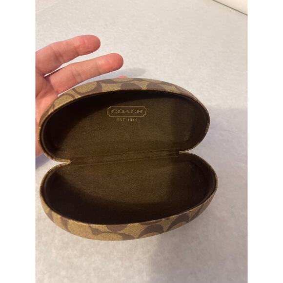 Coach Sunglass Eyeglass Brown Logo Case Spring Hinge Snap Close - Picture 4 of 4